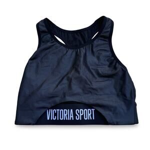 Victoria Sport Black Racerback Sports Bra XS Stretchy Logo Band Athleisure